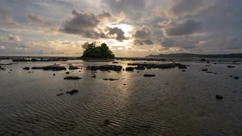 Sunset Time Lapse Lagundri Beach in Nias Island North Sumatra Indonesia Stock Footage 152419633