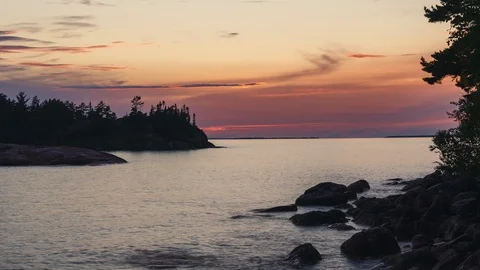 Sunset time lapse lake superior Stock Footage 94935690