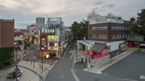 Sunset time-lapse of a local fish bar in Tokyo Vidéo 311423194