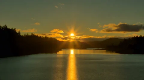 Sunset Time Lapse of Lost Creek Lake, Rogue River, Oregon, Warm Vídeo Stock 59846723