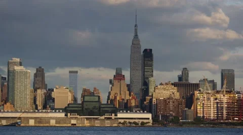 Sunset time lapse of midtown Manhattan and the Empire State Building Stock Footage 59022008
