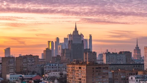 Sunset time lapse in Moscow. Stock Footage
