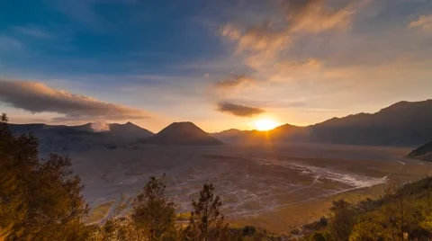 Sunset Time Lapse at Mount Batok at Bromo Tengger Semeru National Park Stock Footage 41900915