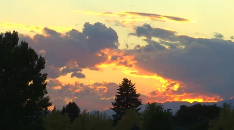 Sunset Time Lapse With Mountain Background Stock Footage 55538688