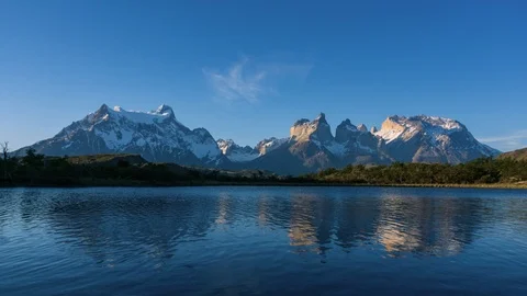 Sunset Time Lapse of the Mountain Range In Torres Del Paine Stock Footage 105620555