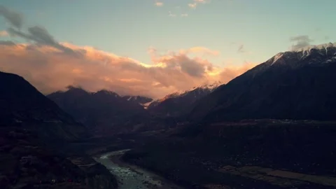 Sunset time-lapse of Nanga Bawa Peak, Yarlung Zangbo Grand Canyon, Nyingchi, Tib Stock Footage 211611367