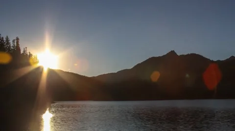 Sunset Time lapse over alpine lake Stock Footage 44065902