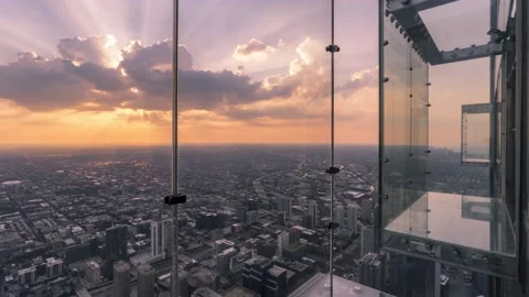 Sunset Time Lapse Over Chicago Stock Footage 136338465