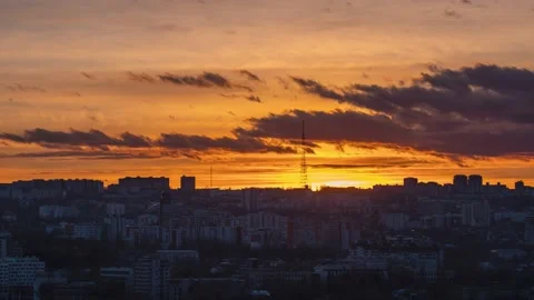 Sunset time lapse over Chisinau city Stock Footage 233681958