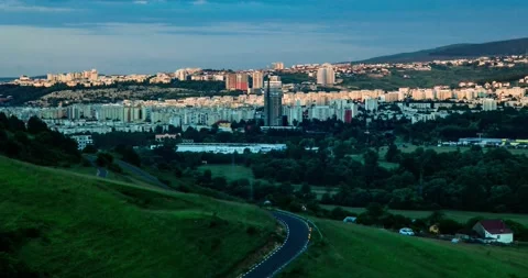 Sunset time lapse over Cluj Napoca City Stock Footage 166111991