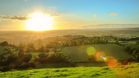 Sunset time lapse over English Countryside Stock Footage 85049981
