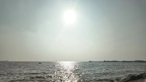 Sunset Time-Lapse Over Hazy Seascape Stock Footage 327403371