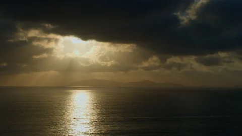 Sunset Time lapse over an island in The Pasific Ocean Stock Footage 166072036