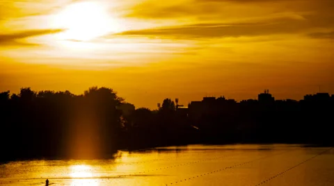 Sunset Time Lapse over the lake Stockbeeldmateriaal 39351280