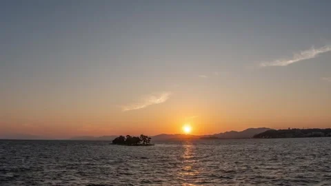 Sunset Time Lapse Over Lake Shinji in Matsue, Japan Video stock 342257111