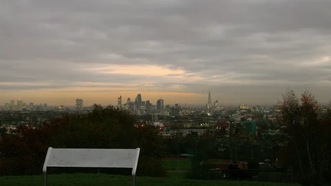Sunset time-lapse over London skyline Stock Footage 70128583