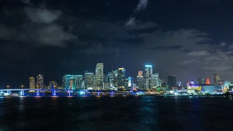 Sunset time lapse over Miami bank downtown waterfront side, Florida. USA Vidéo 88396859