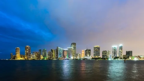 Sunset time lapse over Miami downtown waterfront side, Florida. USA 스톡 동영상 88401987