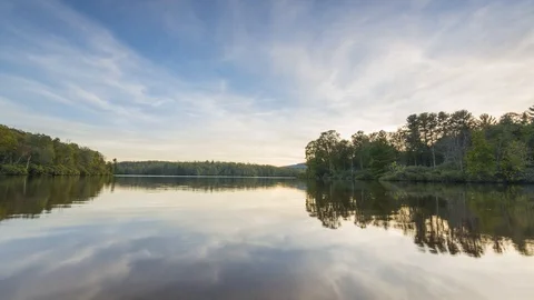 Sunset time lapse over Price Lake along the Blue Ridge Parkway in North Carolina Vidéo 101312486