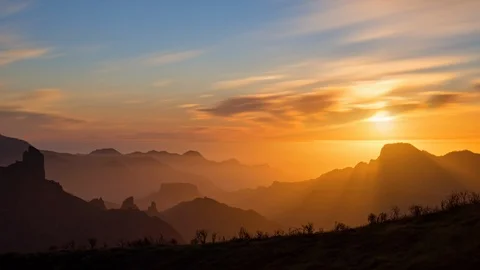 Sunset time lapse over Tejeda, Gran Canaria Stock Footage 120257175