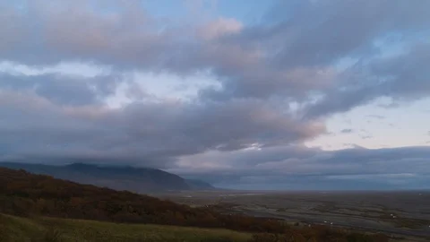 Sunset Time Lapse Over a Valley Stock Footage 126199991