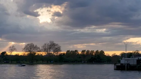 Sunset Time Lapse over the Washington Channel in DC Stock Footage 181993062