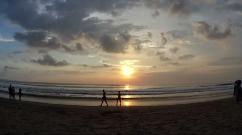Sunset time-lapse overlooking Seminyak beach in Bali Stock Footage 61042350