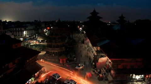 Sunset Time-lapse of Patan Durbar Square - Before Earthquake Stock Footage 49572640