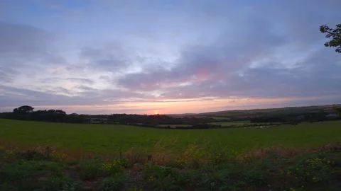 Sunset Time Lapse from Perran Quay Holiday Park Stock Footage 161109114