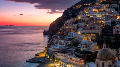 Sunset time lapse of Positano, Amalfi Coast, Italy. UHD, 4K Stock-Footage 101371277