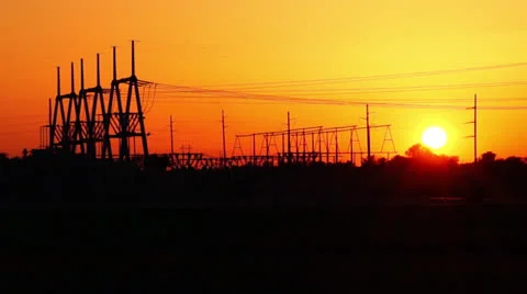 Sunset time lapse power station Stock Footage 24518565