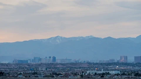 Sunset time lapse of red afterglow over the famous strip of Vegas Stock Footage 126569517