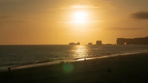 Sunset Time Lapse at Reynisfjara Stock Footage 126199977