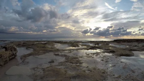 Sunset time lapse of rock pools at Deals Point, Eleuthera, The Bahamas 4K Stock Footage 94914808