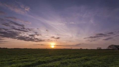 Sunset time lapse rural countryside 4K Stock Footage