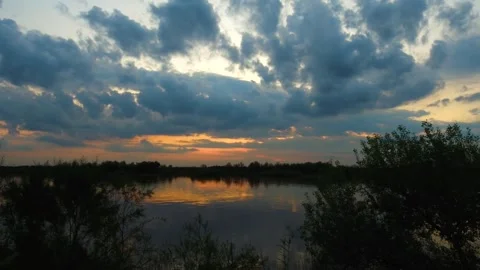 Sunset time lapse on the shore of the Karun river in Ahvaz Stock Footage 260140768