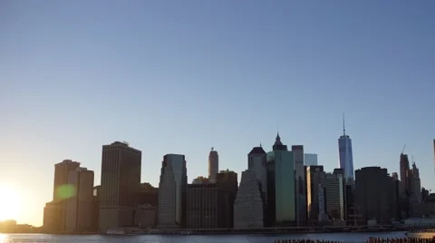 Sunset time lapse to Star, Airplane, and Aviation trails above New York City Stock Footage 59040489