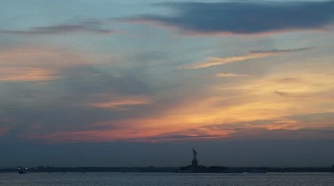 Sunset Time-Lapse of the Statue of Liberty Stock Footage 63636081