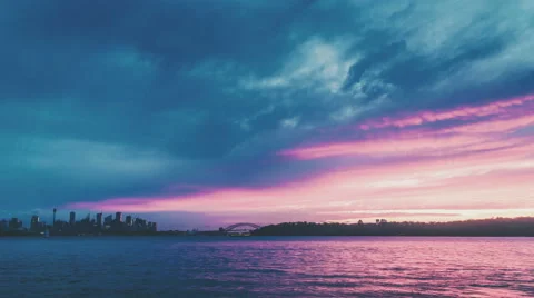 Sunset time lapse of Sydney Harbor Stock Footage 65006603