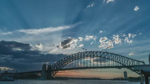 A sunset time lapse of Sydney Harbor Bridge Stock Footage 72340013