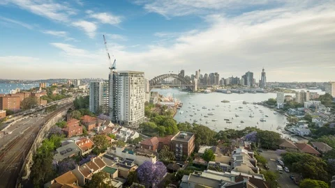 Sunset, time lapse of Sydney harbor, New South Wales, Australia Stock Footage 126174328