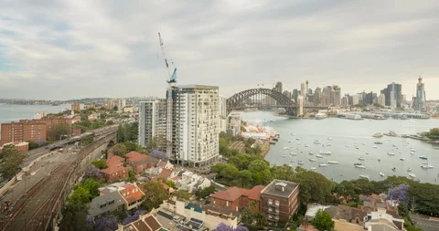 Sunset, time lapse of Sydney harbor, New South Wales, Australia Stock Footage 126584787