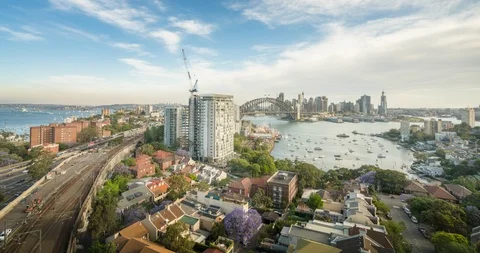 Sunset, time lapse of Sydney harbor, New South Wales, Australia Stock Footage 127287354