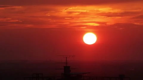 Sunset time-lapse through the antenna Stock Footage 138654934