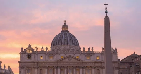 Sunset Time-lapse of Vatican city famous travel and religious tourism landmark. Stock Footage 245130110