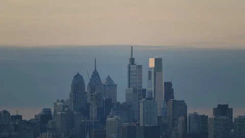 Sunset Time Lapse Video Showing Clouds and Weather Center City Philadelphia Stock Footage 101937201