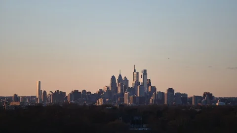 Sunset Time Lapse Video Showing Clouds and Weather Center City Philadelphia Stock Footage 102080057