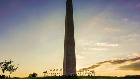 Sunset Time Lapse of the Washington Monument in 4k Stock Footage 80156774