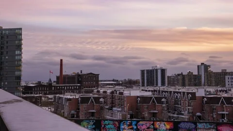Sunset time lapse with wind shear creating multidirectional cloud movement Stock Footage 148856699