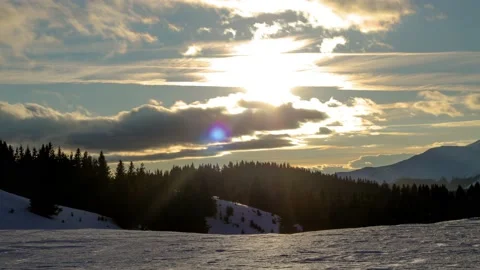 Sunset time lapse in winter in mountains environment Stock Footage 235728022